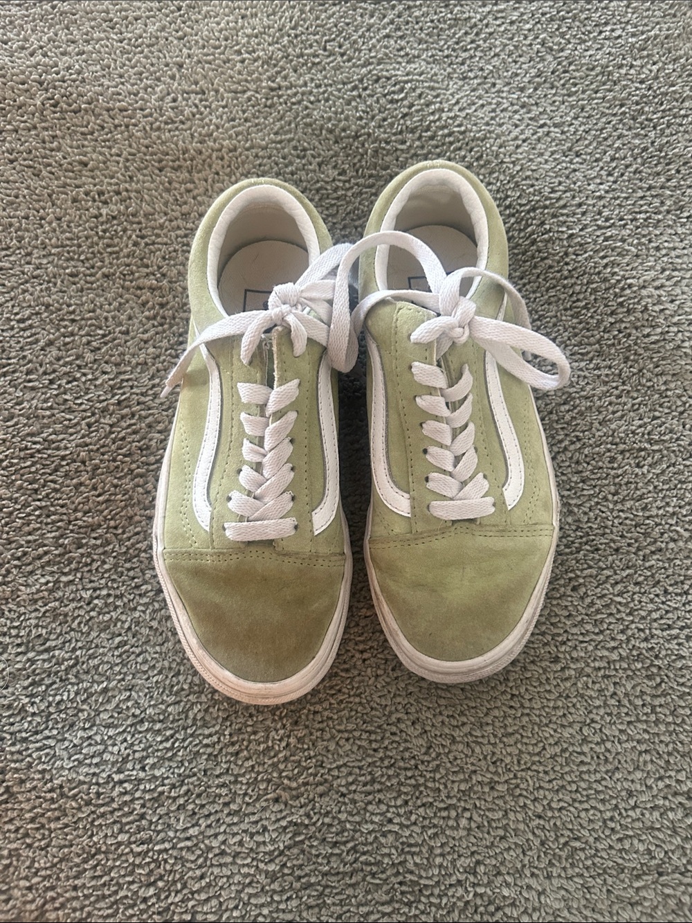 Vans Old Skool Low-Top Sneakers in Light Olive and White